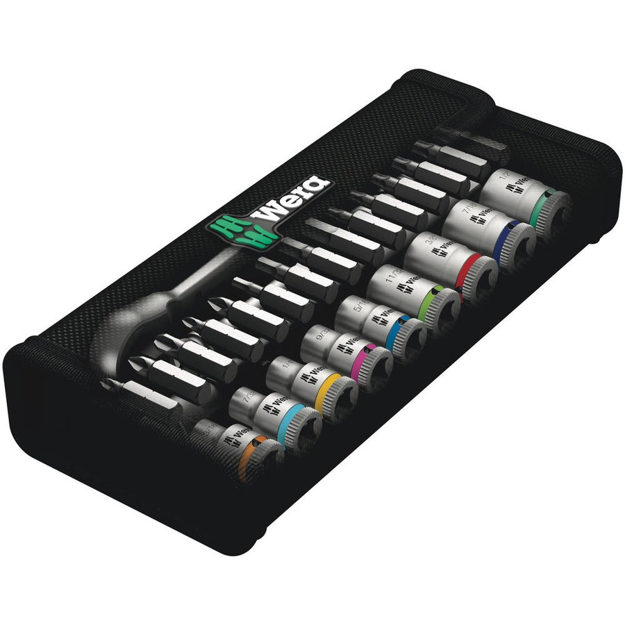 Wera 8100 SA Zyklop Metal Ratchet Set with Switch Lever | 1/4" Drive | 28 Piece