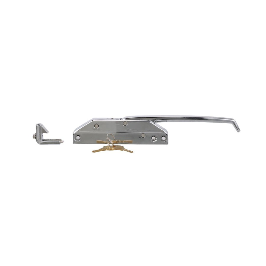 Keil Chrome Plated Die-Cast Edgemount Mechanical Latch with Straight Handle and Cylinder Lock