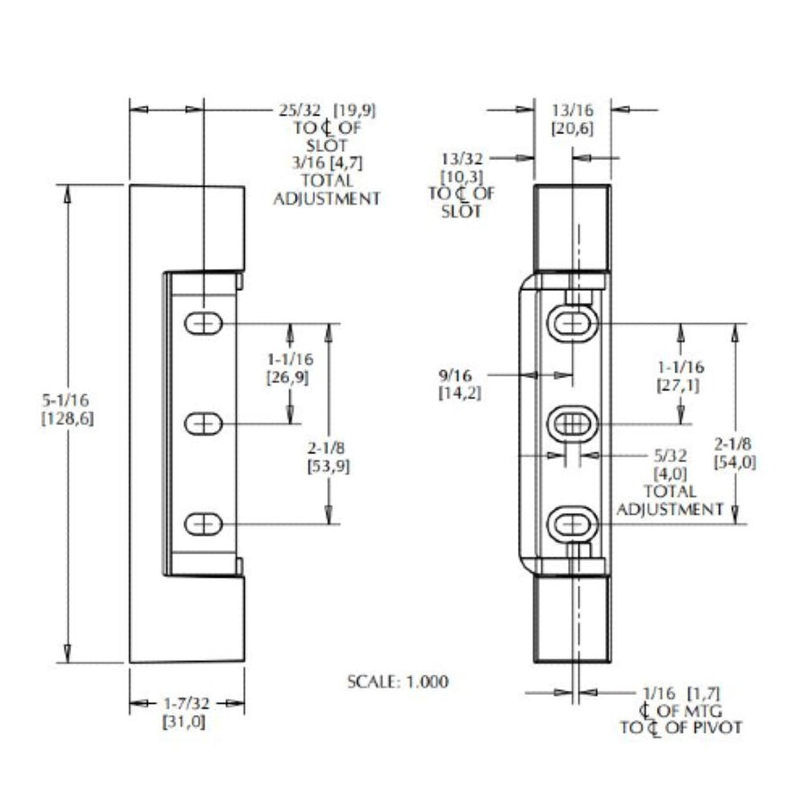 Kason 1216 Series Edgemount Polished Chrome Double Adjustable Hinge with 1-1/8" Offset