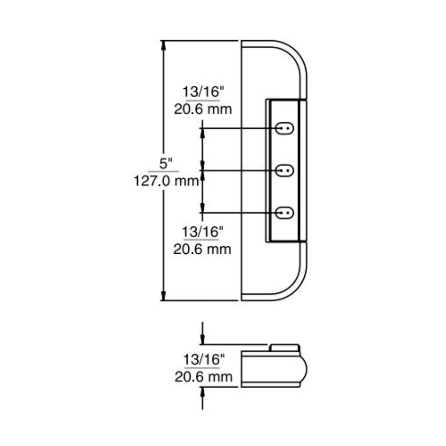 Kason 214 Series Edgemount Polished Chrome Adjustable Hinge with 7/8" Offset