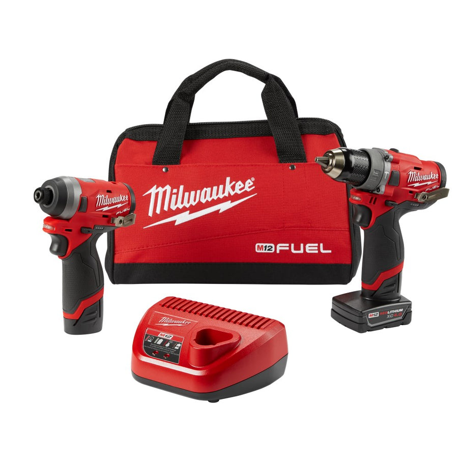Milwaukee M12 Fuel 1/2" Hammer Drill and 1/4" Hex Impact Driver Combo Kit | 12V