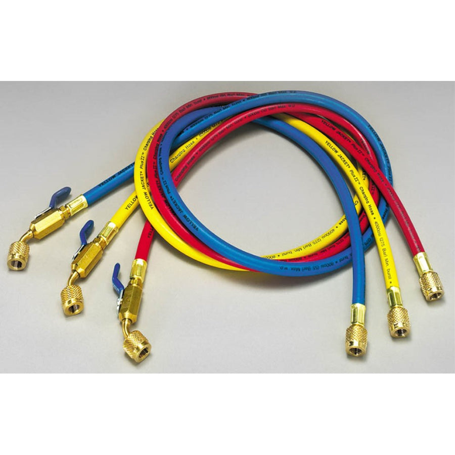 Yellow Jacket 1/4" X 60" Charging Hoses for R410A Tanks | 3 Pack