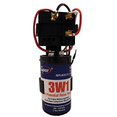 Supco 3 Wire Mechanical Potential Relay Hard Start | 88 to 108 MFD Capacitor