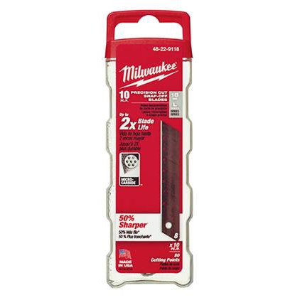 Milwaukee 18mm Precision Snap Blade | 5-3/4" | Carbon Steel | 10 Pack