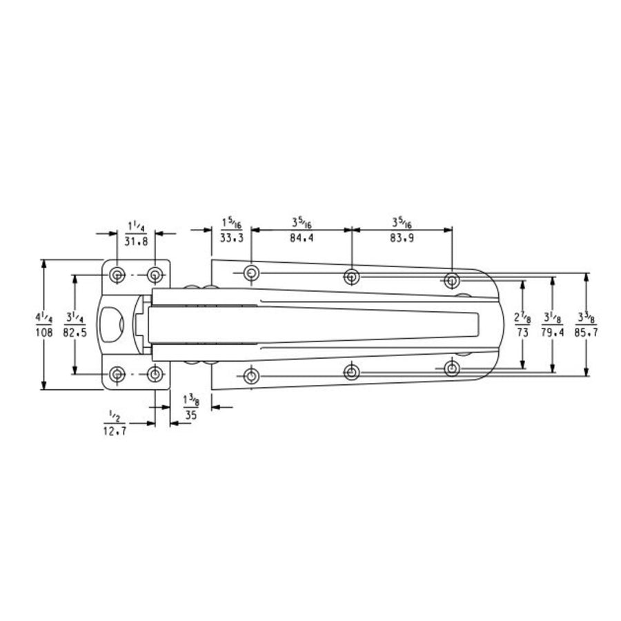 Kason 55 Series SafeGuard Polished Chrome Latch and Strike with 1-1/8" to 1-5/8" Offset