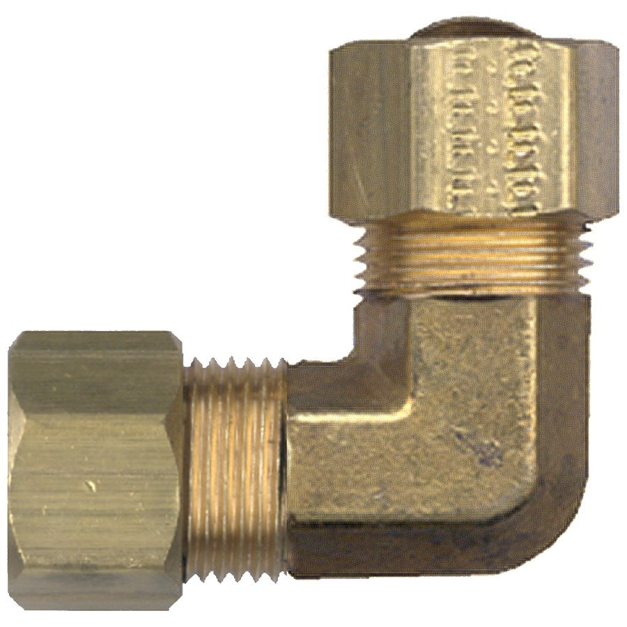 3/8" OD Tube to Tube 90 Degree Brass Compression Union Elbow