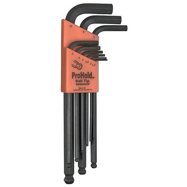 Bondhus ProHold Tip Ball End Hex Key L-Wrench | 9 Piece