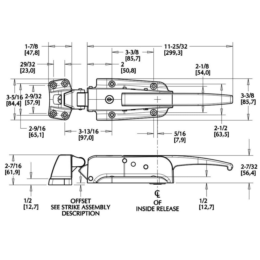 Kason 778 Series Stainless Steel SafeGuard Satin Padlocking Latch Body