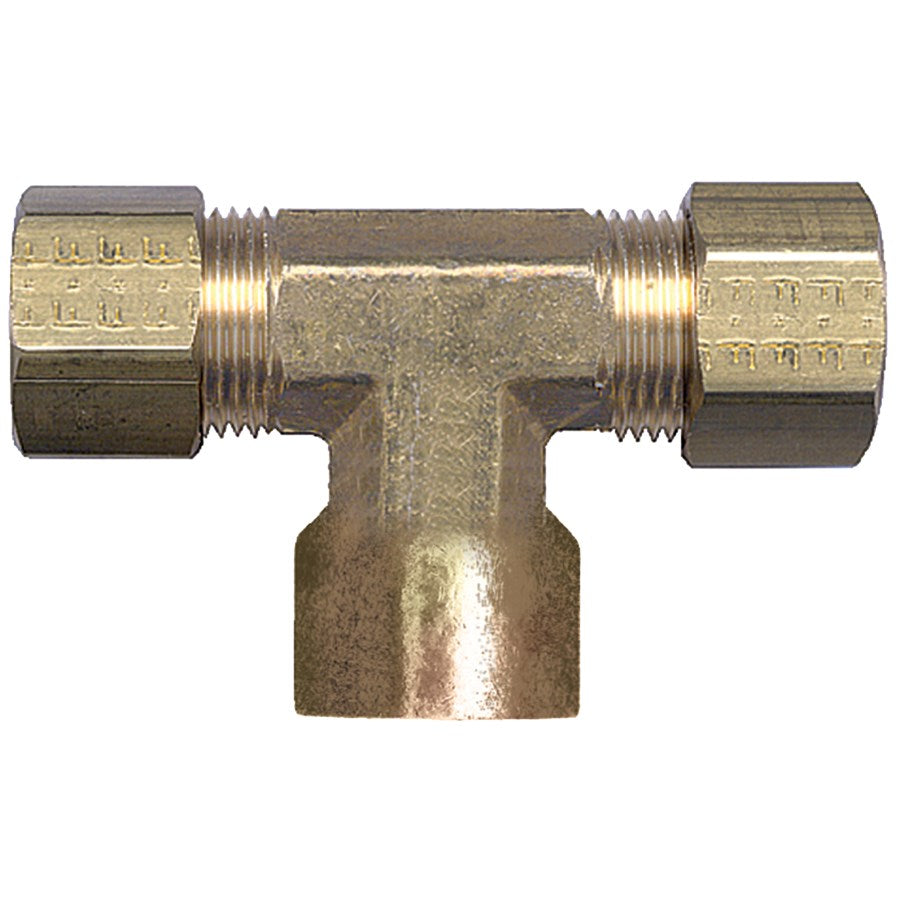 3/8" Tube X 3/8" Tube X 1/8" FPT Brass Female Pipe Compression Female Branch Tee