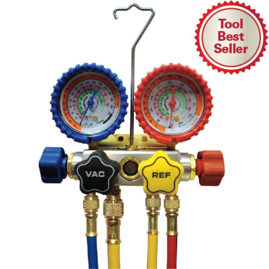 Imperial Deep Draw 4 Valve Manifold with 60" Hoses and Ball-Valve Shut-off