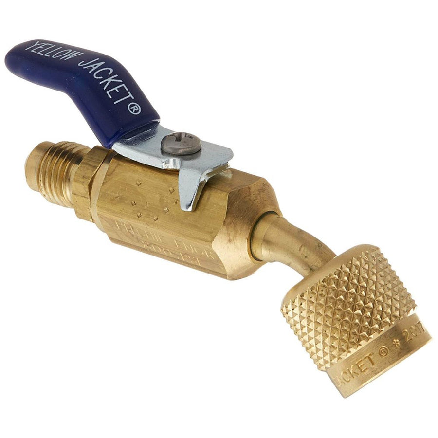 Yellow Jacket 45 Degree 5/16" Female Flare X 1/4" Male Flare Compact Ball Valve