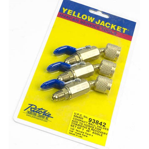 Yellow Jacket 45 Degree 1/4" Compact Ball Valve | 3 Pack
