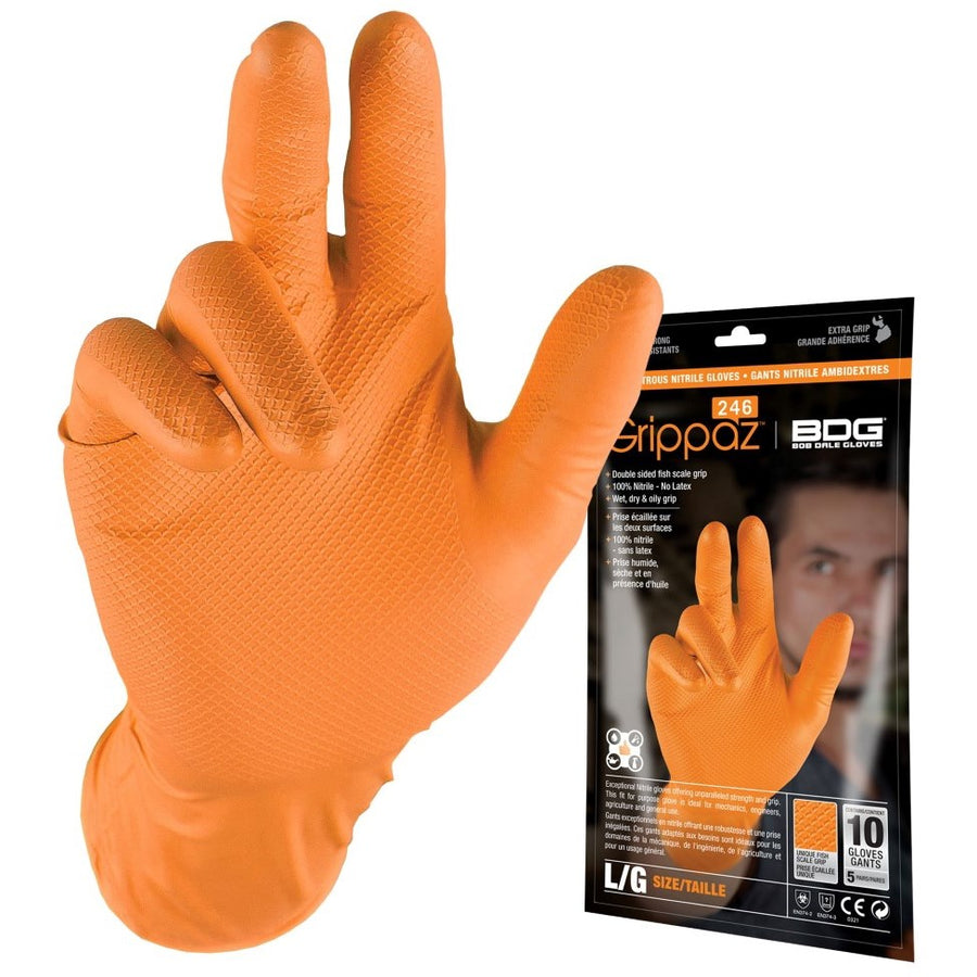 Bob Dale Grippaz Oil Resistant Disposable Glove | Medium | 10 Pack Box