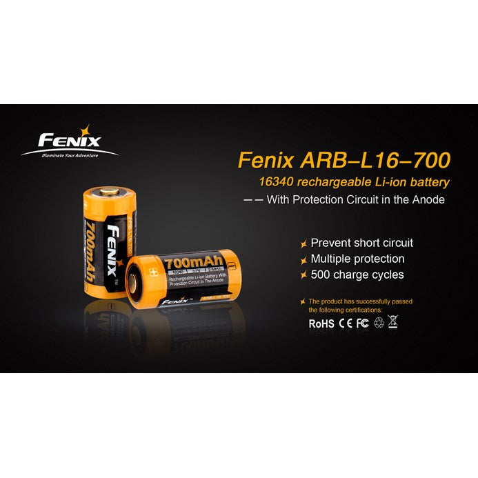 Fenix 16340 Rechargeable Li-ion Battery | 3.7V | 700 mAh