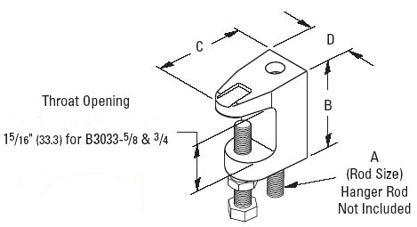3/8"-16 Rod Wide Jaw Reversible C-Clamp