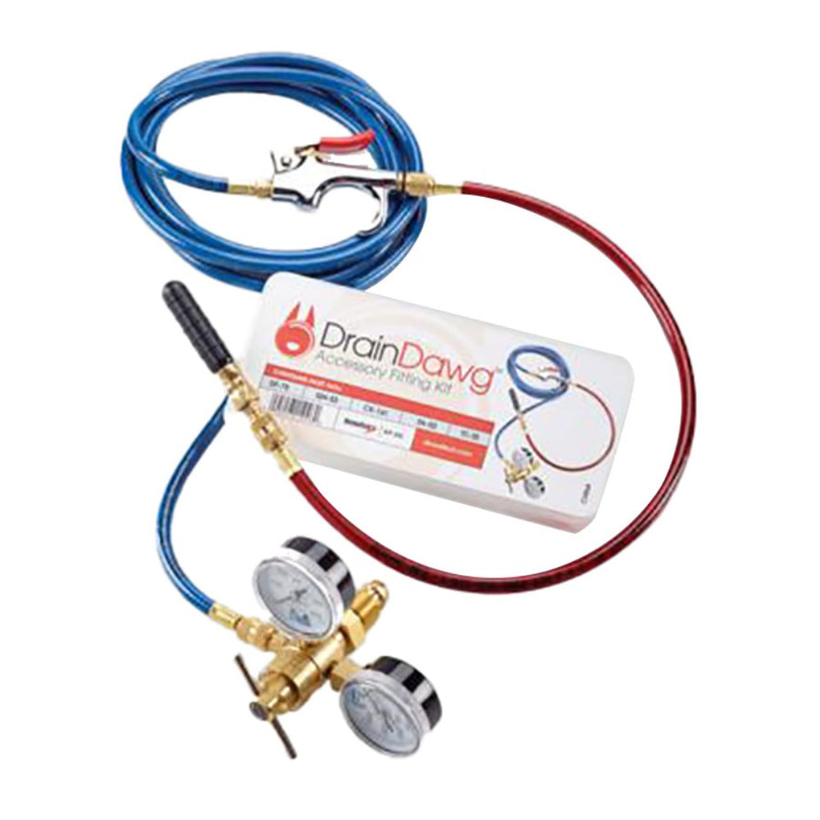 Drain Dawg™ regulator, blow gun, and accessory fitting kit