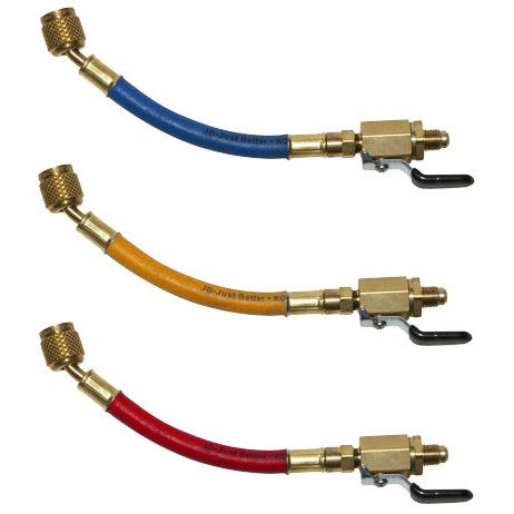 JB KOBRA 1/4" X 6" High Pressure Hose Set with Ball Valve Whip End Only | 3 Pack