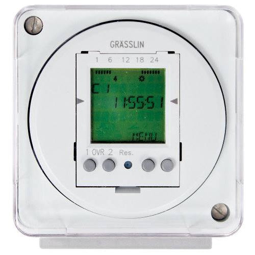 Grasslin Electronic Time Switch | 2 Channel Surface and Flush Mount | 24-Hour | 7-Day | 24 VAC