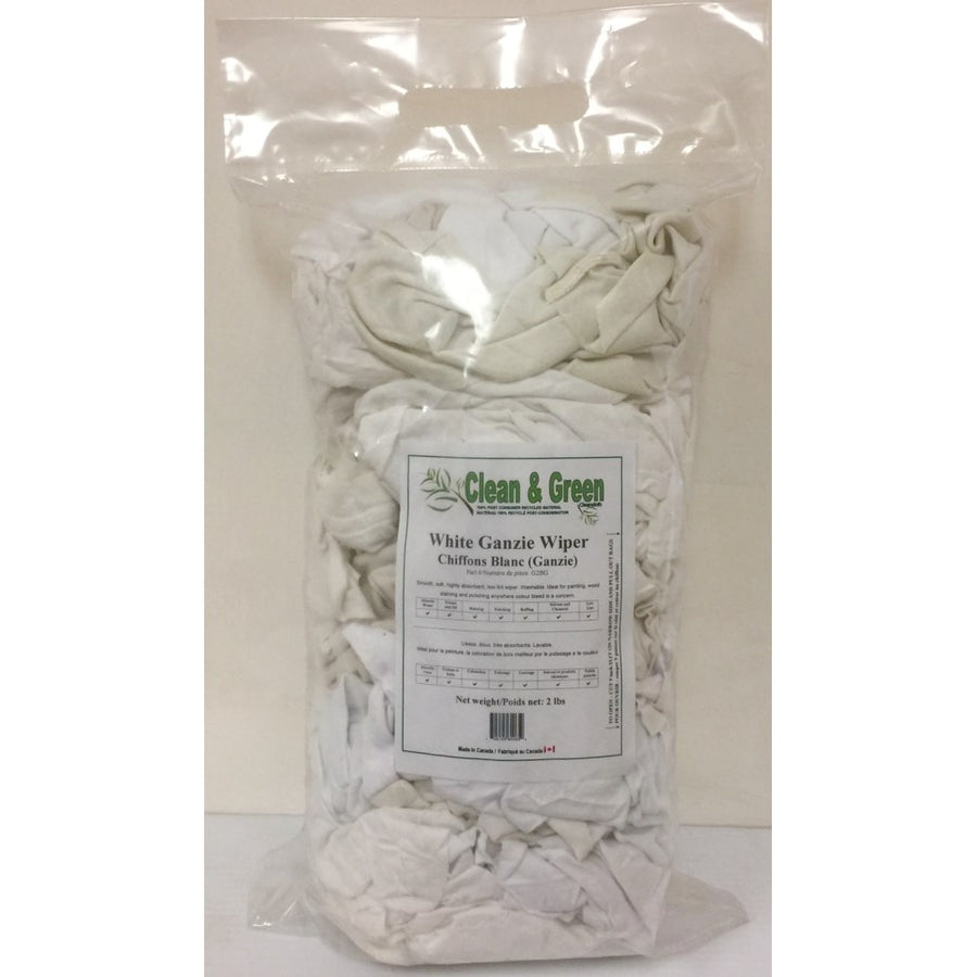 Cleancloth Ganzie 100% White Cotton Knit Wiping Rags  | 2 lb Pack