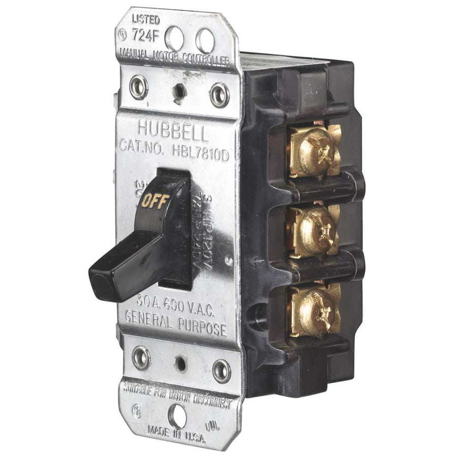 Hubbell Manual Toggle Disconnect Switch | 600 VAC | 30A | 3 Pole