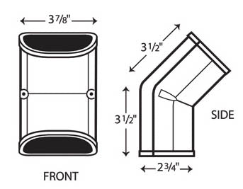 Fortress 45 Degree 3.5" White Inside Vertical Elbow
