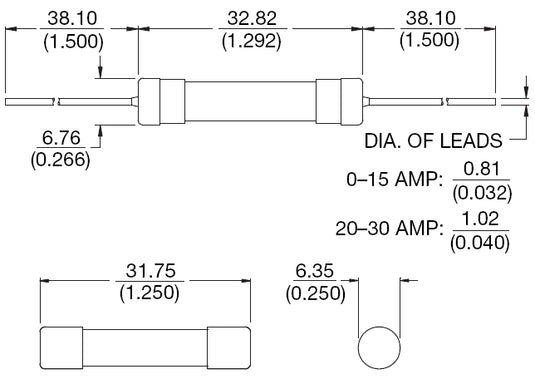 Bussmann Time-Delay Glass Tube Fuse without Axial Lead | 3 Amps | 250V ...