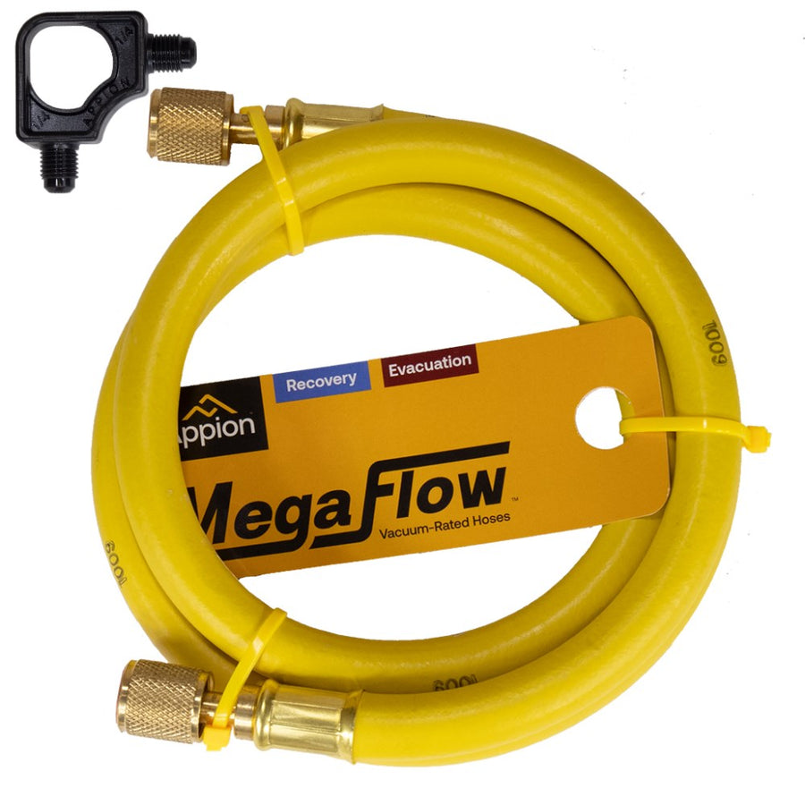 Appion MegaFlow 3/8" X 48" Yellow Charging Hose | 1/4" Flare X 1/4" Flare