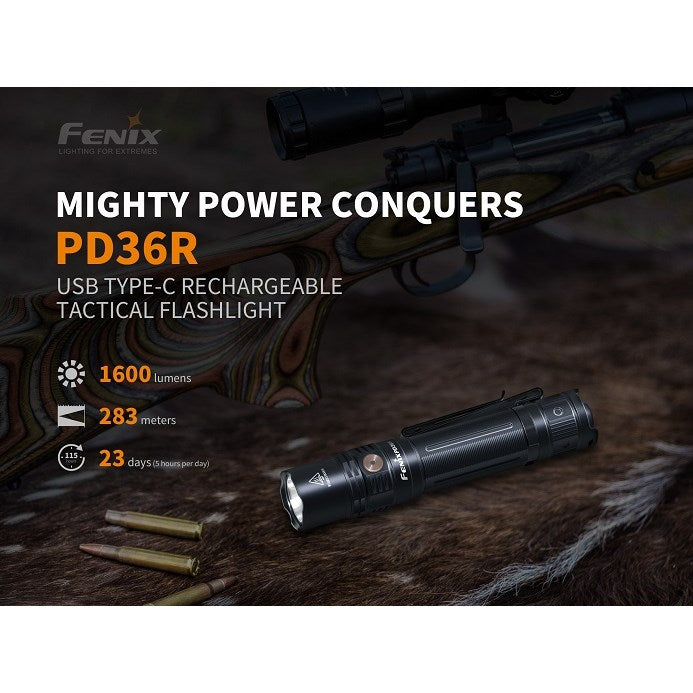 Fenix USB Type-C Rechargeable Tactical Flashlight | 6 Modes | 1600 Max. Lumens