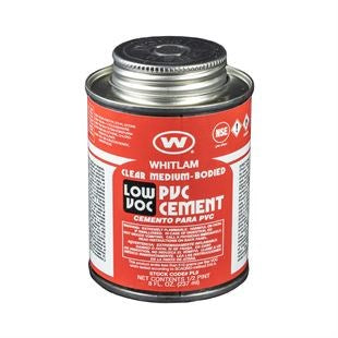Whitlam Clear Medium Bodied Low VOC PVC Cement | 1/2 Pint