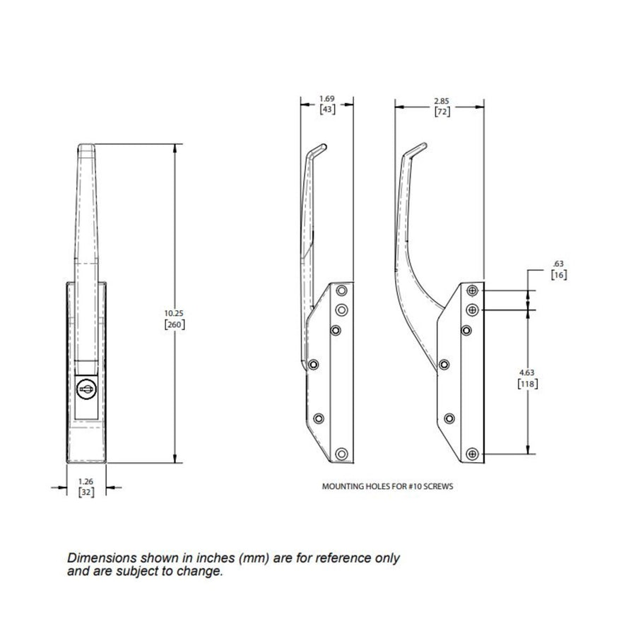 Keil Chrome Plated Die-Cast Mechanical Edgemount Latch with Offset Handle and Cylinder Lock
