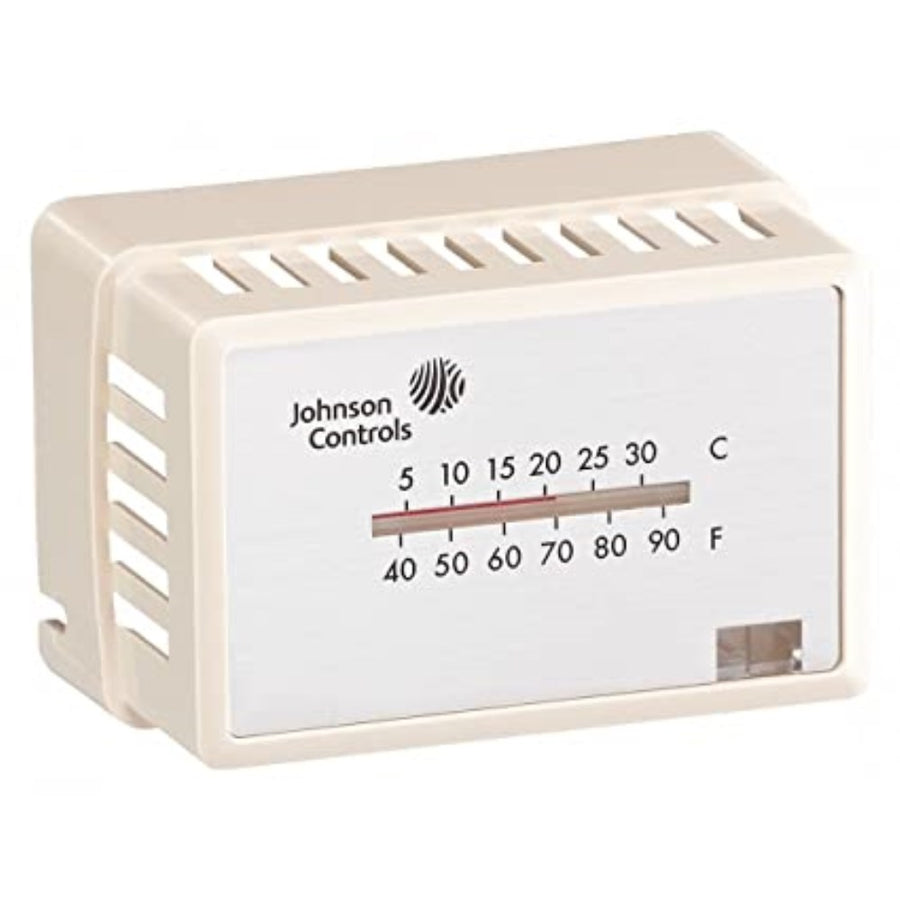 Johnson Controls Horizontal White Plastic Pneumatic Thermostat Cover with Thermometer and Single Window